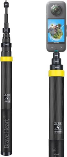 Palo invisible de fibra de carbono para cámara de acción Insta360 X5 X4 X3 de 3 m (rojo)