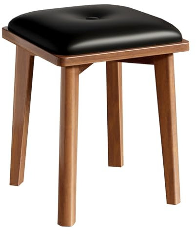 GIZNXBA Esszimmerstühle Holz Stapelbare Hocker Polsterstuhl Esszimmer Küchenstuhl Mit Holzbeinen, Akzentstuhl Modernes Leder, Gepolstertes Kissen, Schulstühle, Schminkhocker Für Klassenzimmer(/Black)