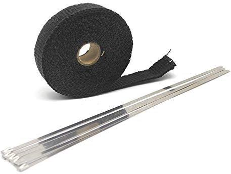 Skdvy Echappement Ruban Isolant Collecteur 1,5 mm * 25mm * 5m de Moto Universelle incombustible Turbo échappement Thermique Thermique Thermique Tuyau d'échappement Tube Tissu Isolant(10M 2)