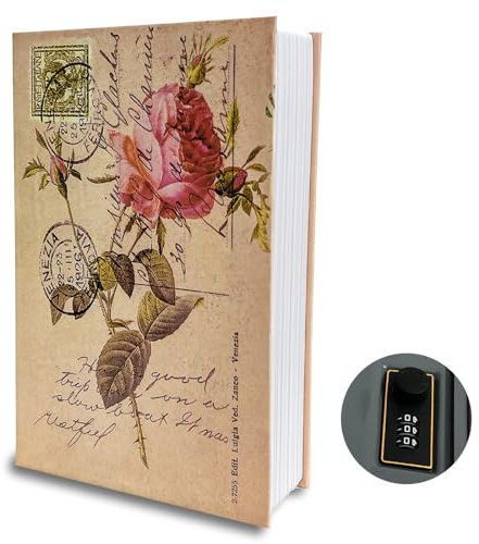 Golgner Cassaforte per libri con serratura a combinazione, scatola segreta, cassaforte per libri con codice, per ufficio, casa, denaro, gioielli, oggetti di valore, 24 x 15,5 x 5,5 cm