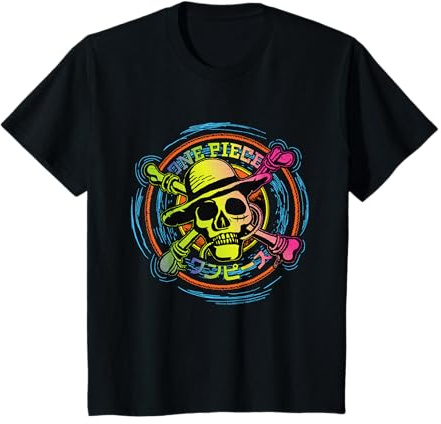 Enfant One Piece Anime Chapeau de Paille Pirates Color Logo Kanji Kids T-Shirt