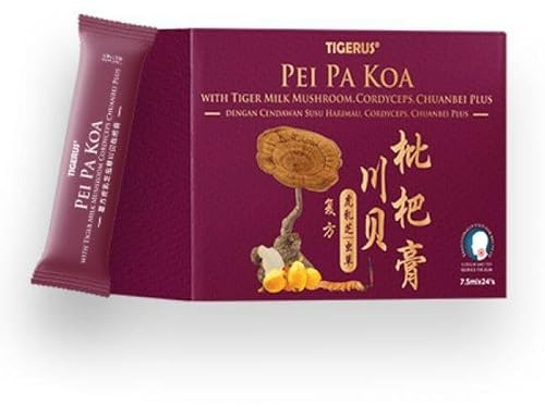 Honey + Pei Pa Koa + Lignosus Tiger Milk - Cough/Throat/Voice Irritation - 24 Bags of 7.5 ml