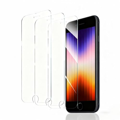 3 Stück Schutzfolie für iPhone 6/6S/7/8/SE3/SE2020/SE2022, Panzer Schutz Glas Folie Displayschutz, gehärtete Glasfolie, Panzerfolie Schutzglas, 9H Härte Displayschutzfolie, HD Klar, Anti- Kratzer