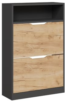 Vicco Schuhkipper Luca, Anthrazit/Goldkraft Eiche, 59 x 89.5 cm mit 2 Fächern, zur Aufbewahrung von Schuhen, kombinierbar mit Luca-Serie