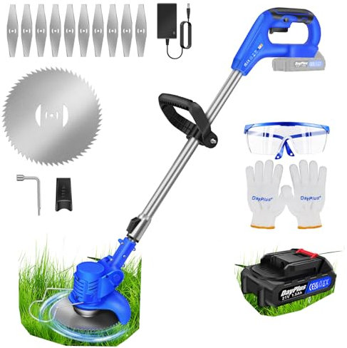 Coupe-bordures électrique sans fil 21 V avec batterie, bleu