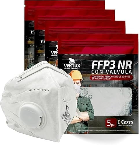 20 Stück FFP3 Maske mit Ventil - CE Zertifiziert - Hochwertiger Atemschutz mit Hoher Filtration - Komfortabel und Ergonomisch - Ideal für Baustelle und Industrie