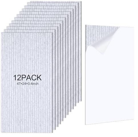 LECEHIVO Lot de 12 grands panneaux acoustiques autocollants insonorisants pour studio d'enregistrement, home cinéma et bureau - 12 pièces - 119,4 x 61 cm