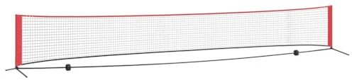 vidaXL Rete da Tennis Nero e Rosso 595 x 90,5 x 87 cm Poliestere, Rete da Tennis Moderna per Giardino e terrazza, Rettangolare, Portatile, Pieghevole, Leggera e Resistente ai Raggi UV
