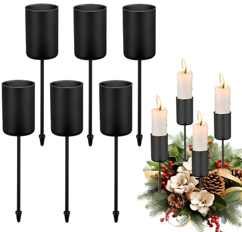 6 Stück Kerzenhalter Zum Stecken Taufkerzenhalter Kerzenstecker Adventskranz Kerzenständer Kommunion Kerzenteller mit Dorn Stumpenkerzenhalter für für Advent Weihnachten DIY Dekoration
