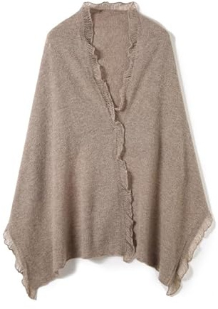 LIUYUYOUGO Coprispalle Donna Elegante Scialli E Stole In Pashmina Di Lana Poncho Lavorato A Maglia Con Balza Cappotto Con Sciarpa Multiuso Maglione Avvolgente Elegante Morbido E Caldo Cashmere Mante
