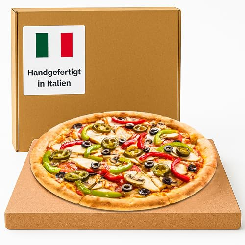 megrill Biscotto Pizzastein Terrakotta 39,5×34,5×1,5 cm | Handgefertigter Terrakotta-Backstein als Ersatzstein für kompatible Pizzaöfen, bis 500 °C, ideal für Pizza und Brot
