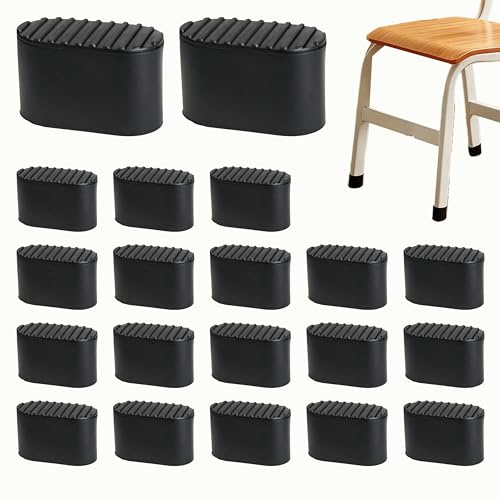 Batheidon Embouts de Pieds de Chaise ovales 40x20 mm, Lot de 20 Capuchons en Plastique à emboîter, Protection de Sol pour Pieds de chaises et Tables, réduction du Bruit, Usage intérieur