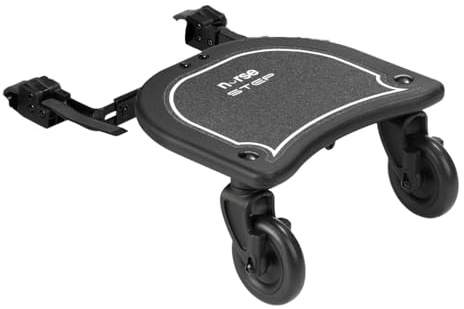 Nurse Step Plateforme Universelle pour Poussette, jusqu’à 20 kg, Installation Facile, Pliable, Antidérapante, Roues à 360°, Noir