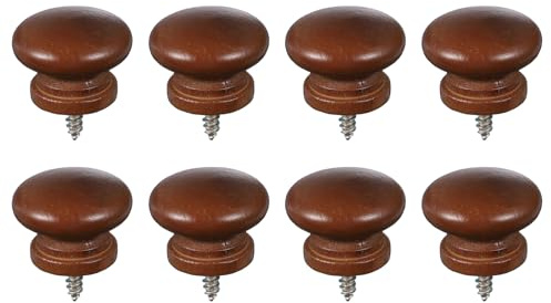 QUARKZMAN 8 Pcs Pomelli Per Mobili In Legno Rotondi Marrone Scuro | Diametro 1-1/8 Altezza 13/16, Pomelli Per Cassetti In Legno Massello Maniglie A FungoE Mobili, Autofilettanti