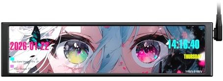 A.JAZZ Écran LCD IPS de 9,2 pouces : écran couleur véritable HD 1920 x 464, angle de vision ultra-large de 178°, boîtier métallique, écran secondaire USB pour statistiques PC et surveillance bricolage