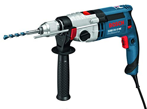 Bosch Professional Corded Impact Drill GSB 21-2 (240V, 1.100W, incl. Auxiliary Handle, Depth Stop 210 mm, Keyless Chuck 13 mm, Carrying Case)