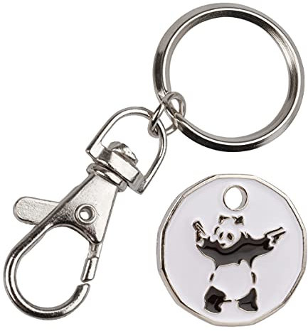 HENBRANDT Banksy Panda with guns urban art Trolley locker Token Keyring x 1 unit