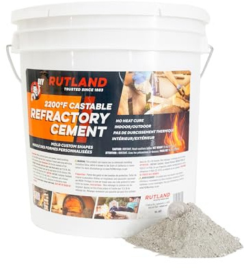 Rutland Castable Refractory Cement 25 Pound - High Temperature Fireplace & Woodstove Fire Cement - Cast Custom Fire Brick, Refractory Panels & Fire Pits, Pizza Ovens