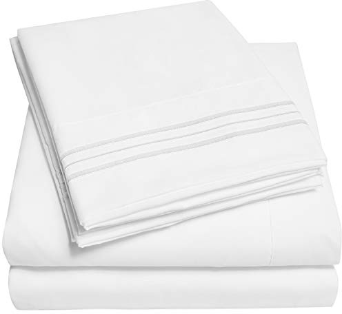 Sweet Home Collection Parure de lit 4 pièces, Grand lit, Blanc