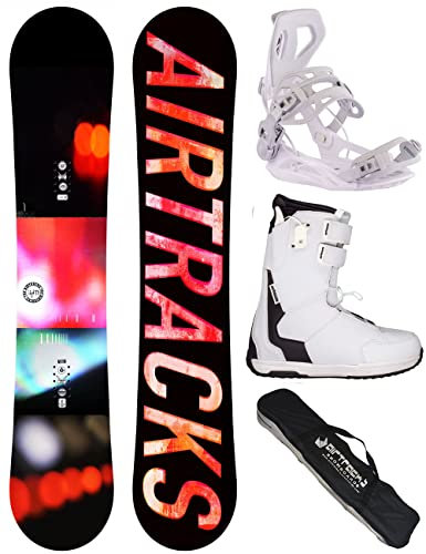 AIRTRACKS Snowboard Set Paquete Completo Tabla Lights Hybrid Rocker Mujer 144 + Fijaciones Master W + Botas Master QL W 40 + SB Bag