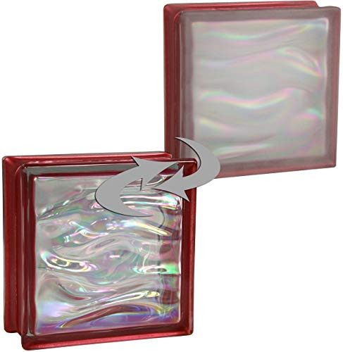 6 pieza BM bloques de vidrio AGUA perla rubí bloque de vidrio satinado por un lado 19x19x8 cm