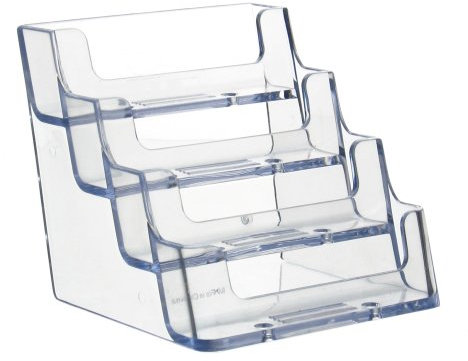 Visitenkartenhalter mit 4 Fächern im Querformat transparent