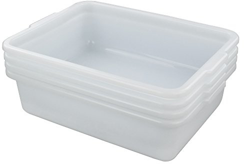 HOMMP 8 L White Small Bus Tub/Box, Small Rectangle Wash Basins, 4-Pack