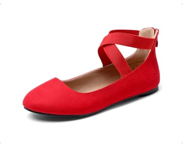 DREAM PAIRS Women's Sole_Stretchy White/PU Elastic Ankle Straps Ballet Flats Shoes Size | Comfortable fashion elastic dressy shoes, elegant flexible for long walking, standing, dancing