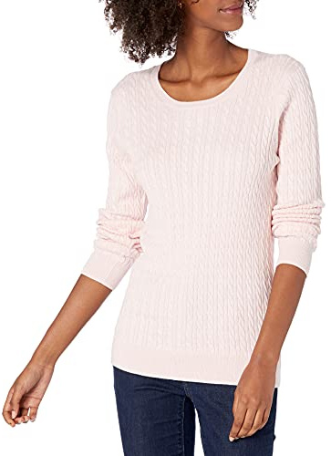 Amazon Essentials Pull Torsadé Léger À Col Rond Et Manches Longues (Disponible En Grande Taille) Femme