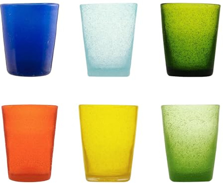 Memento Lot de 6 verres à eau en verre teinté