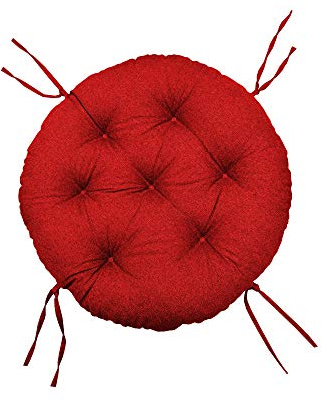 chilly pilley Papasansessel Rundkissen RundRattansessel Auflage Sesselkissen Gartenkissen Sitzkissen Garten Kissen Gesteppt mit Schlaufen (110cm, Rot)