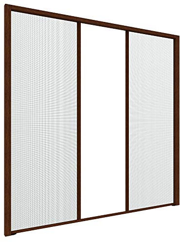 Zanzanet Zanzariera laterale orizzontale doppia su misura rullo a molla cassonetto 50mm da incasso porte finestre antivento avvolgibile personalizzabile colori reti Made in Italy Noce Scuro