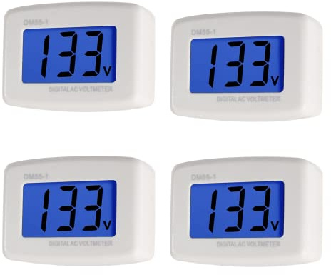 Aobao Plug in Volt Meter, 4pcs Flat US Plug AC 80-300V LCD Digital Voltmeter Voltage Test Monitor, AC 110V 220V Voltage Panel Power Line Volt Test Gauge for RV