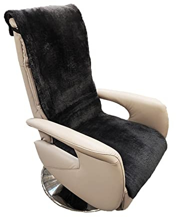 Leibersperger Sesselschoner Lammfell Premium Sesselauflage Relax, Sesselschutz - Breite 50 cm (Länge 200 cm, Schiefer)