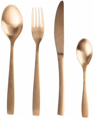 Galileo Casa 5912881 Set Posate In Acciaio Inox Finitura Oro Satinato, 24 Pezzi