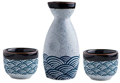Zerodeko Sake Tradicional de Cerámica Taza de Sake Japonesa y Olla de Vino de Arroz para Uso Familiar para Ceremonias