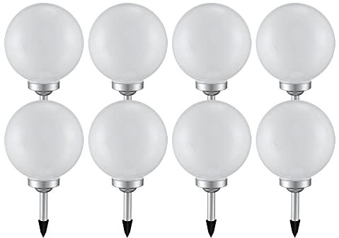 Solarleuchte Kugel Garten Kugelleuchte Solar LED Gartendeko Solarkugel für Außen 20 cm, Leuchtdauer ca. 6-8 Stunden, H 62 cm, 8er Set