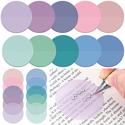 Sabary 500 Sheets Transparent Sticky Notes Round Translucent Sticky Notes Tabs Colorful Page Flags Stickers Clear Book Markers Bible Journaling Office Back to School Supplies(1.75 Inch,Stylish)