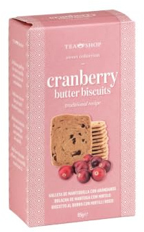 TEA SHOP - Galletas de Arándanos Rojos 75 g - Receta Tradicional Holandesa de Mantequilla - Para acompañar té, infusiones o café
