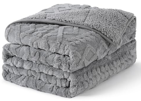 Topblan Gewichtsdecke für Erwachsene, 152,4 x 203,2 cm, 9 kg, weiche Sherpa-Queen-Size-Decke, schwere Decke mit 3D-Jacquard-Flanell-Fleece, gewichtete Decken für Couch und Bett