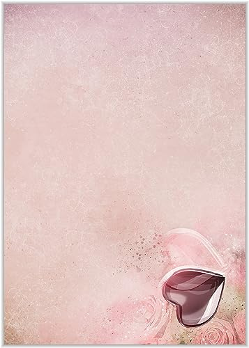 Briefpapier mit Herzen DIN A4 - Papier mit Herzchen - 20 Blatt - Motiv Nr. 003 | 120g/m²