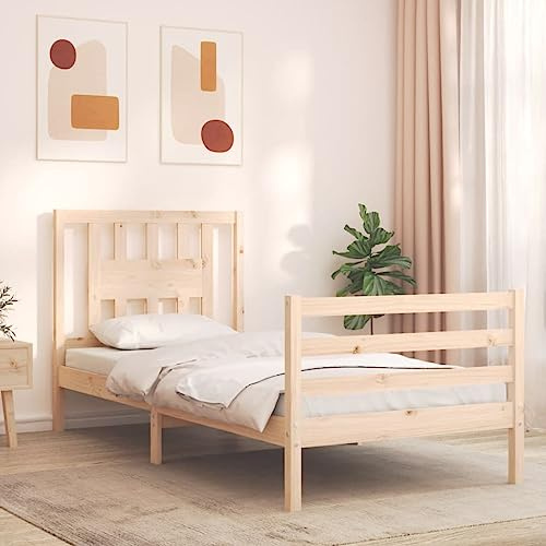 ZQQLVOO Bettgestell Familienbett Palettenbett Massivholzbett mit Kopfteil 3FT Single
