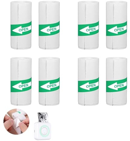8 Mini Printer Paper Rolls - Mini Thermal Printer Sticker Rolls - Instant Photo Camera Stickers (57 x 25mm)