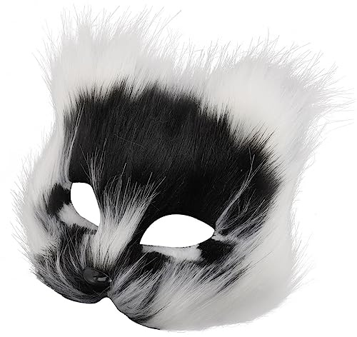 Holibanna Pelzige Fuchsmaske Fasching Maske Cosplay-Kostüm Halbes Gesicht Tier Pelziges Party-Auge Katzenmasken Cosplay-Wolf-Masken Plüsch-Kunstmaske Für Maskerade-Kostüm-Requisiten