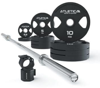 ATLETICA Sigma Starter Hantelstangen Set | Sigma Training-Langhantel | 65kg Dual-Gripper Plates | Pro Collars | Dein Einstieg in die Welt des Kraftsports
