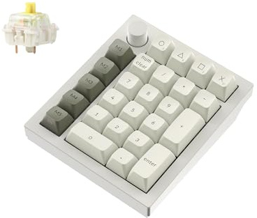 Keychron Q0 Max Wireless Custom Mechanical Numpad, 2.4 GHz/Bluetooth 5.1/Wired QMK Number Pad, RGB Hot-Swappable with Gateron Switch for Laptop Mac Windows Linux - White (Banana Switch)