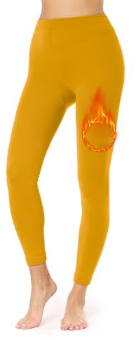 Merry Style Leggins térmicos Mallas Mujer inviernales Pantalón Leggings Polainas Vestir Calientes Ropa Mujer Invierno Outdoor Ropa Elásticas y Suaves MS-ATX-441 (Mostaza, 3XL/4XL)