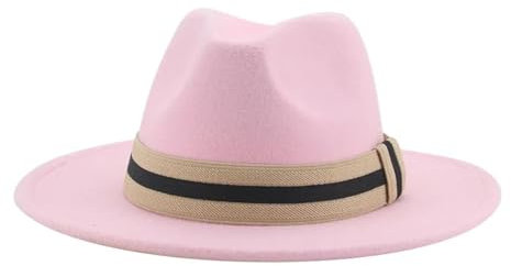 Fedora Trilby Filzhut Hut Damenhut Solide Breite Krempe Western-Cowboy-Fedora-Hüte Lässig Für Formelle Kleidung Herrenhut 56–58 cm (Erwachsene) Rosa