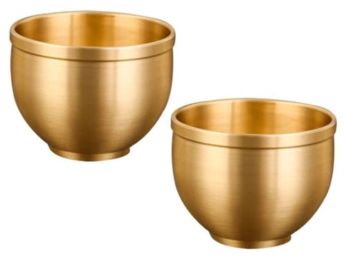CATIEBYE 2pezzi Tazze Da Tè Vintage Ottone Coppa Antica Retrò Per Tè E Bevande Stabile E Decorativa Per Casa E Ufficio Design Unico E Resistente Arredamento Elegante