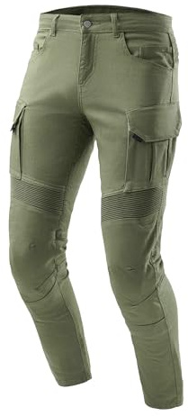 OZONE MOTO Faster Motorradjeans Herren | Aramidfaser Futter | Knieprotektoren Stufe 2 | Tasche für Hüftprotektoren und Steißbeinprotektor | 2 Cargotaschen | Tapered Fit